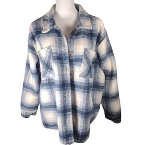 💸$14 Time & Tru Womens XXL Size 20 W Blue Plaid Shacket